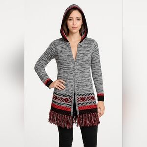 Derek heart  long aztec print long hooded cardigan